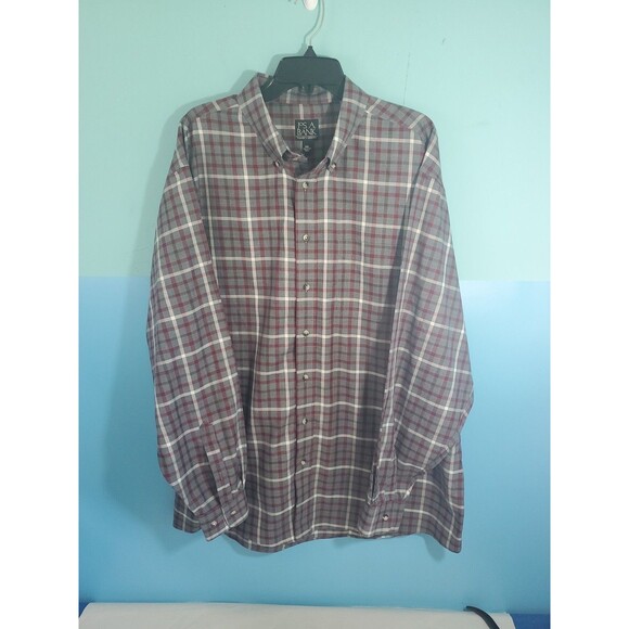 Men XXL Button Front Plaid Shirt Chest Pocket By Jos A Bank Travelers Collection - Picture 4 of 11